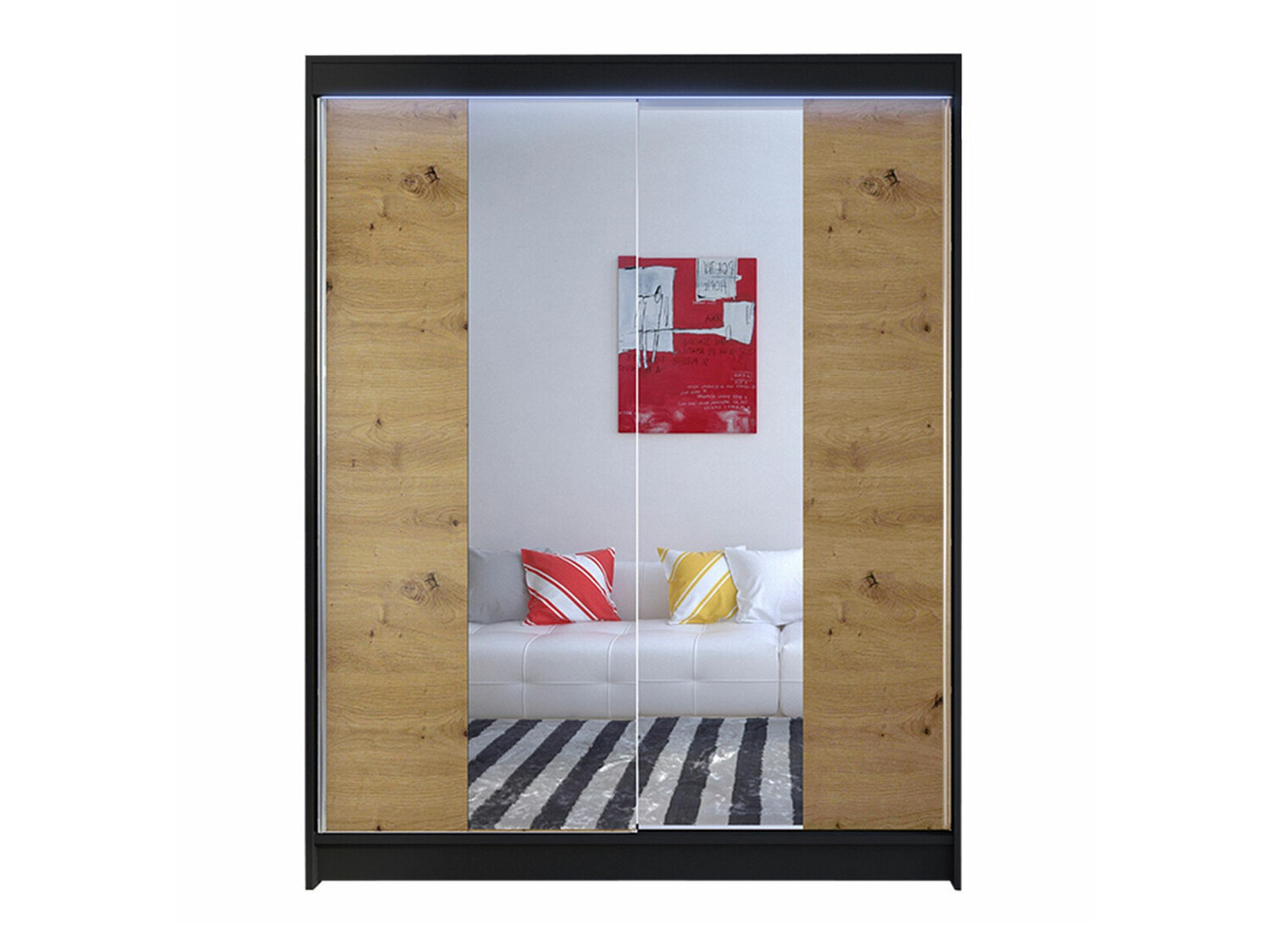 Armoire Closico Vastor II (Noir + Chêne Artisan)