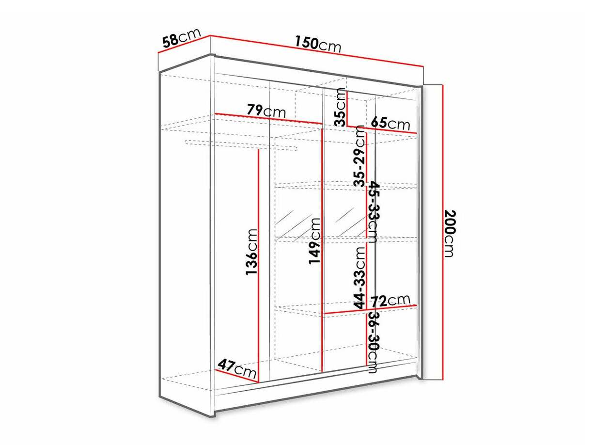 Armoire Closico Vastor II (Noir + Chêne Artisan)