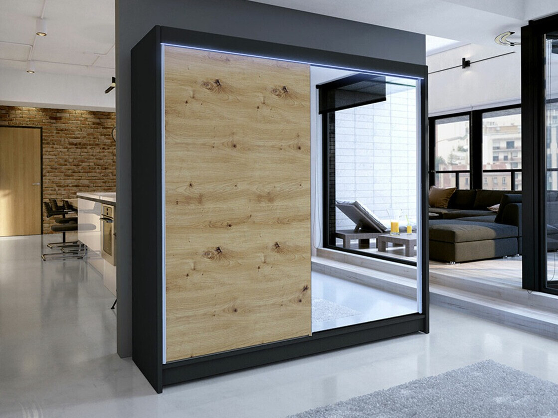Armoire Closico Cavaris I (Noir + Chêne Artisan)