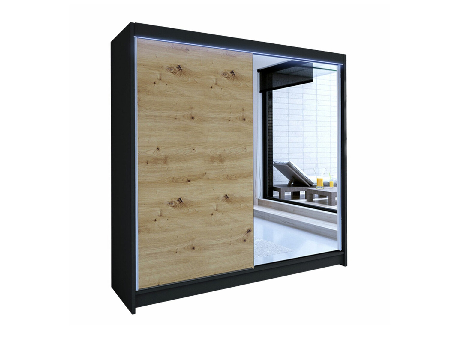Armoire Closico Cavaris I (Noir + Chêne Artisan)