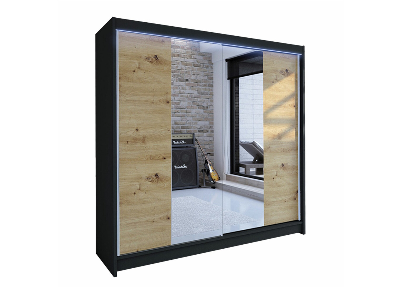 Armoire Closico Cavaris II (Noir + Chêne Artisan)