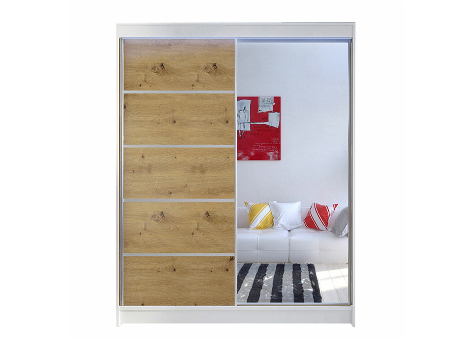 Armoire Closico Vastor III (Blanc + Chêne Artisan)