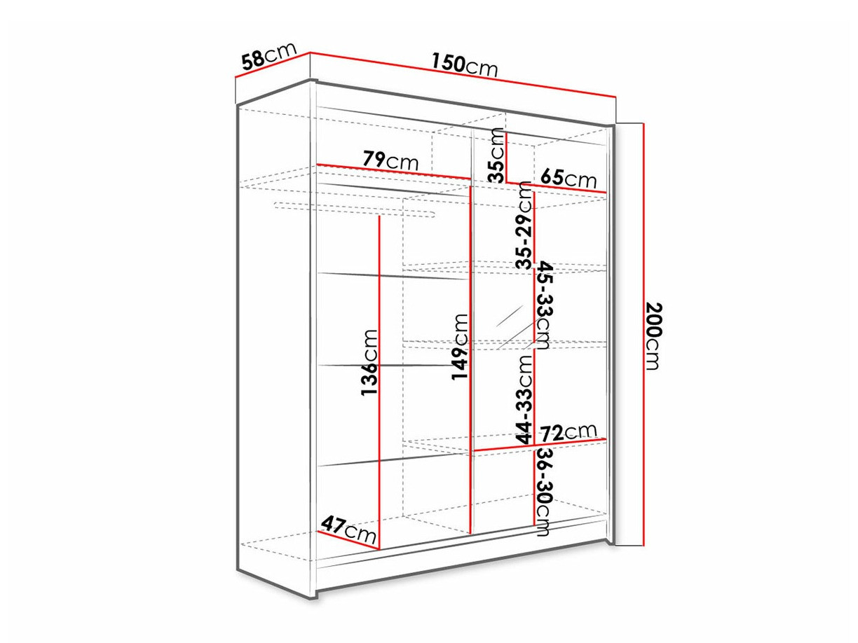 Armoire Closico Vastor III (Noir + Chêne Artisan)