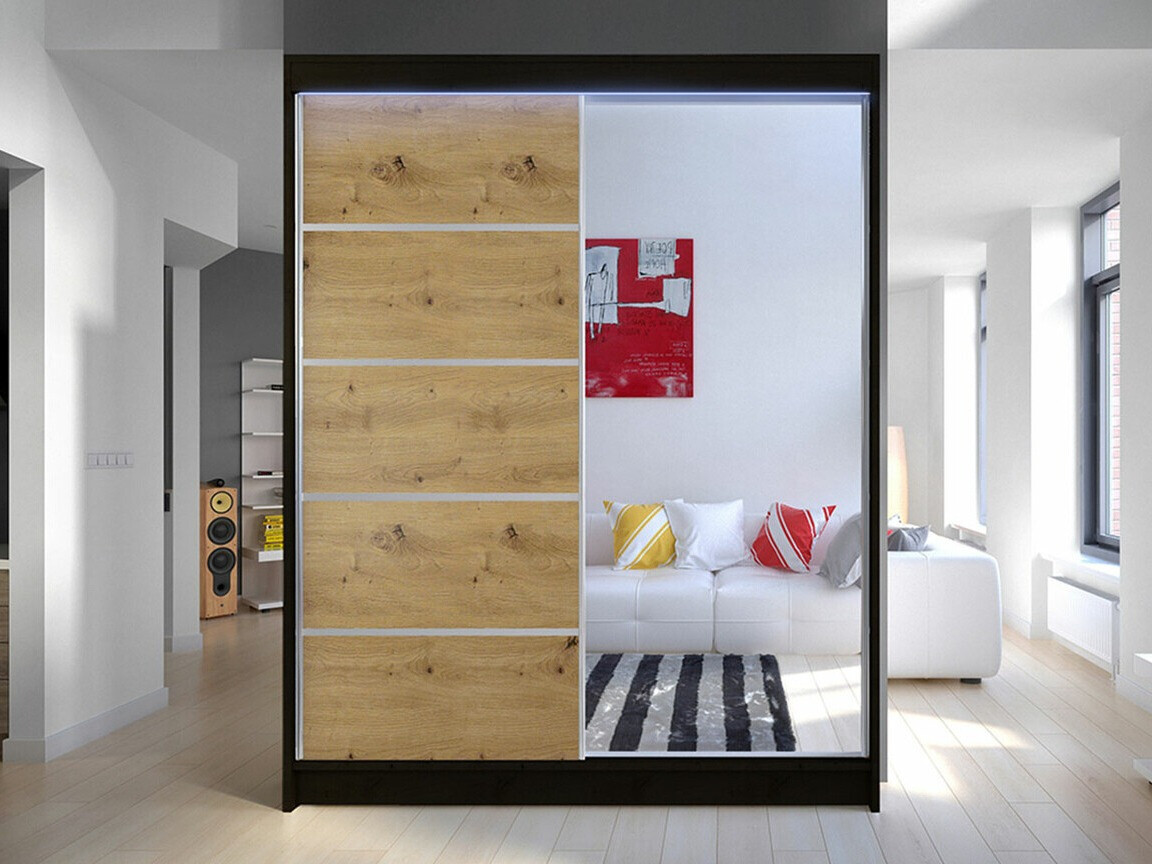 Armoire Closico Vastor III (Noir + Chêne Artisan)