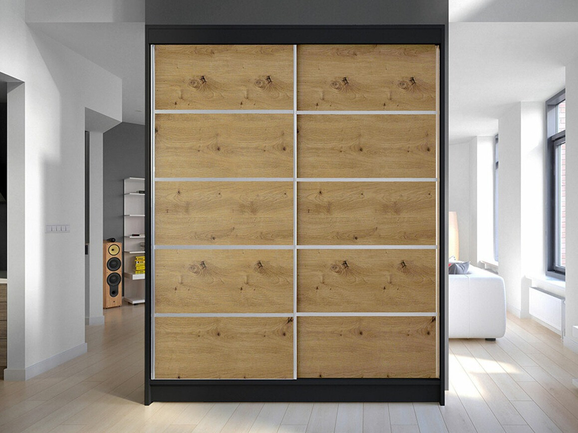 Armoire Closico Vastor IV (Noir + Chêne Artisan)