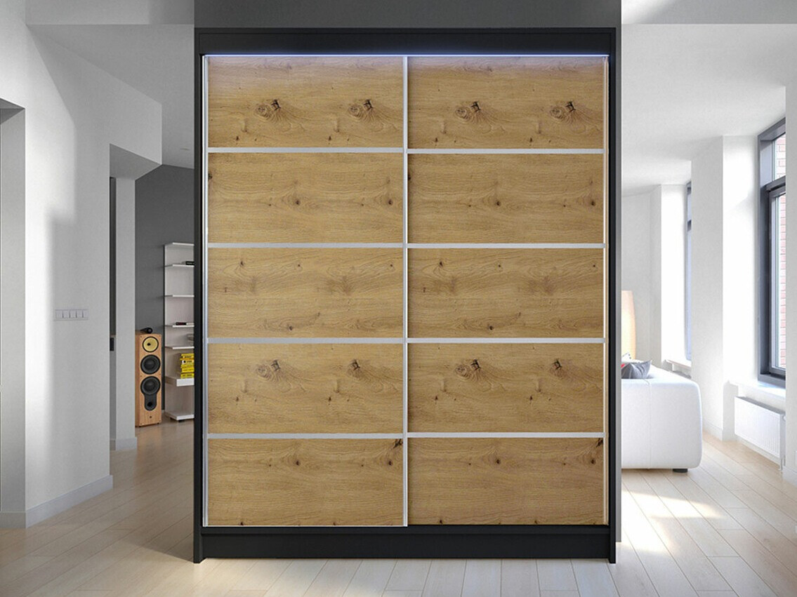 Armoire Closico Vastor IV (Noir + Chêne Artisan)