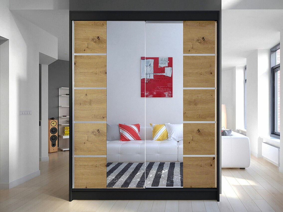 Armoire Closico Vastor V (Noir + Chêne Artisan)