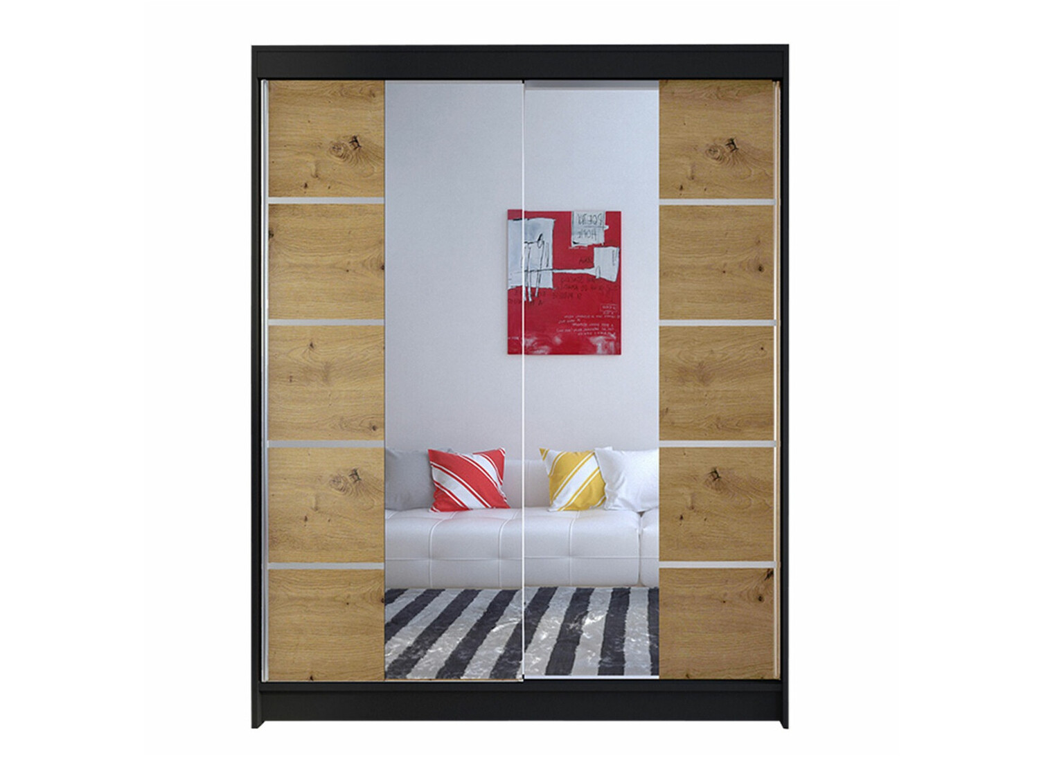 Armoire Closico Vastor V (Noir + Chêne Artisan)