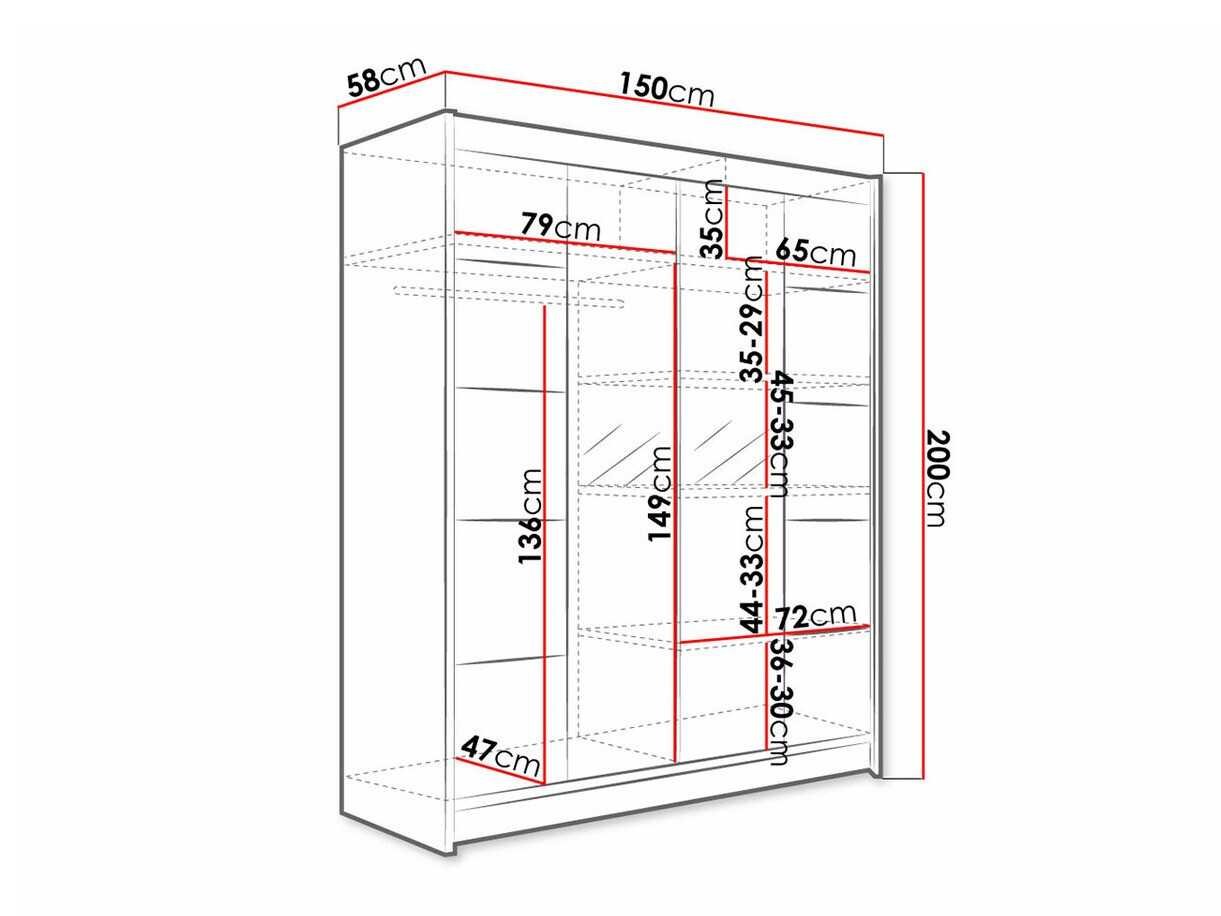 Armoire Closico Vastor V (Noir + Chêne Artisan)