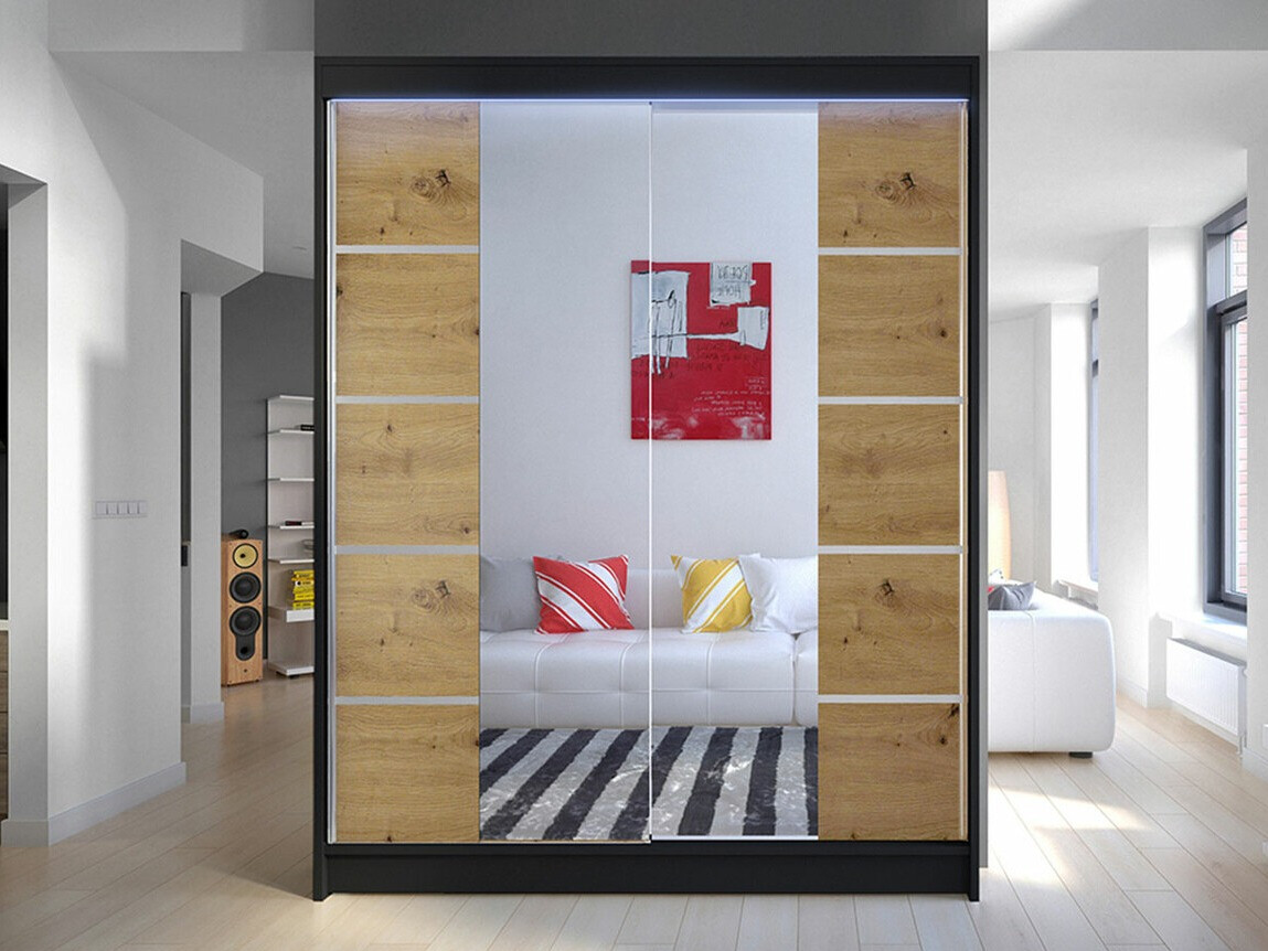 Armoire Closico Vastor V (Noir + Chêne Artisan)