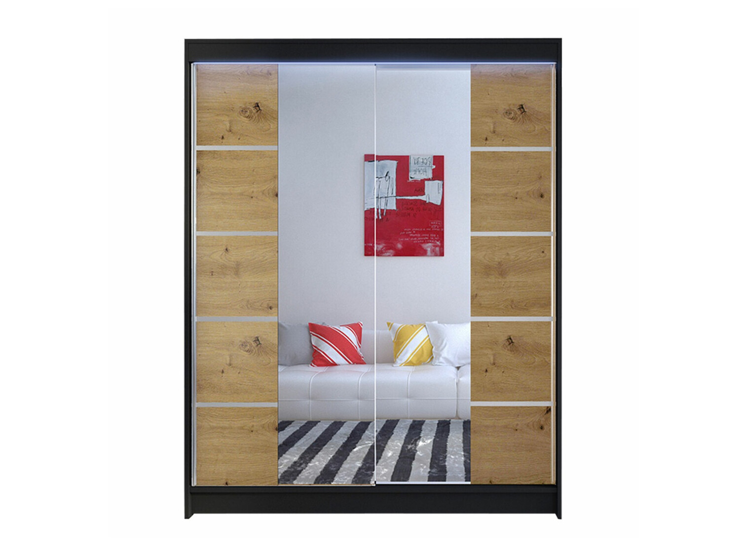 Armoire Closico Vastor V (Noir + Chêne Artisan)