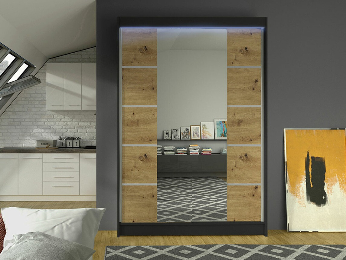 Armoire Closico 151 (Noir + Chêne Artisan)