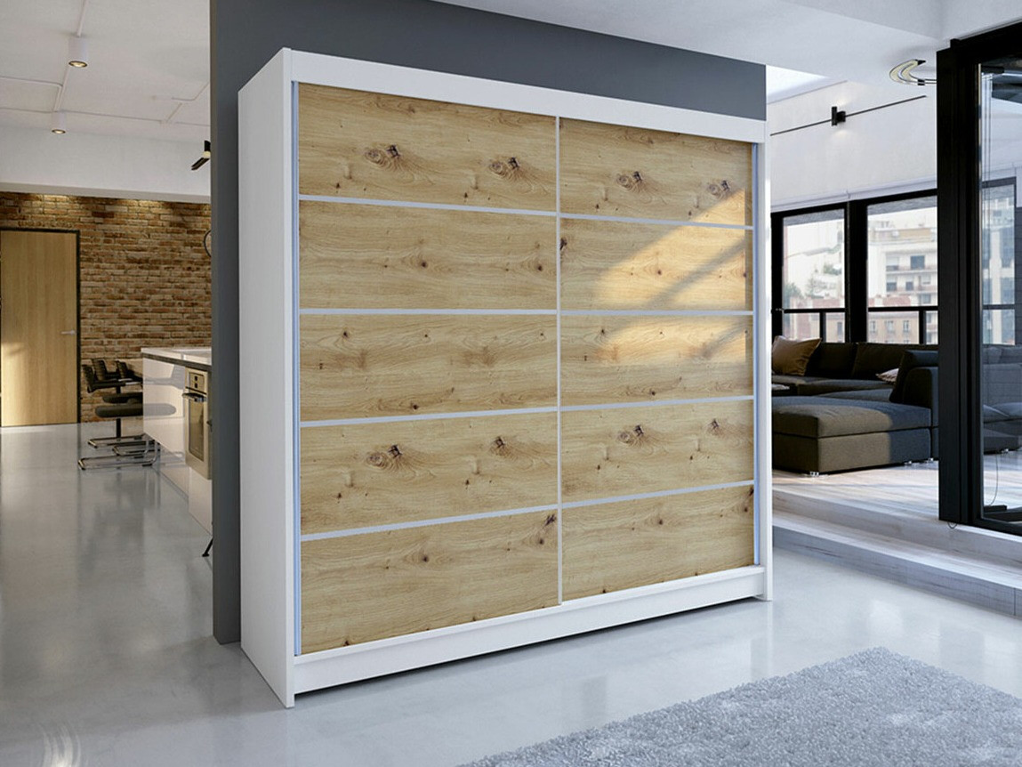 Armoire Closico Cavaris IV (Blanc + Chêne Artisan)