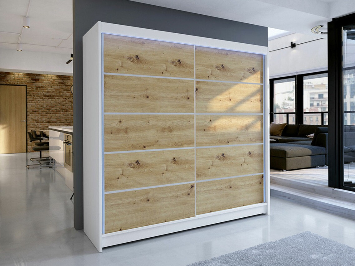Armoire Closico Cavaris IV (Blanc + Chêne Artisan)