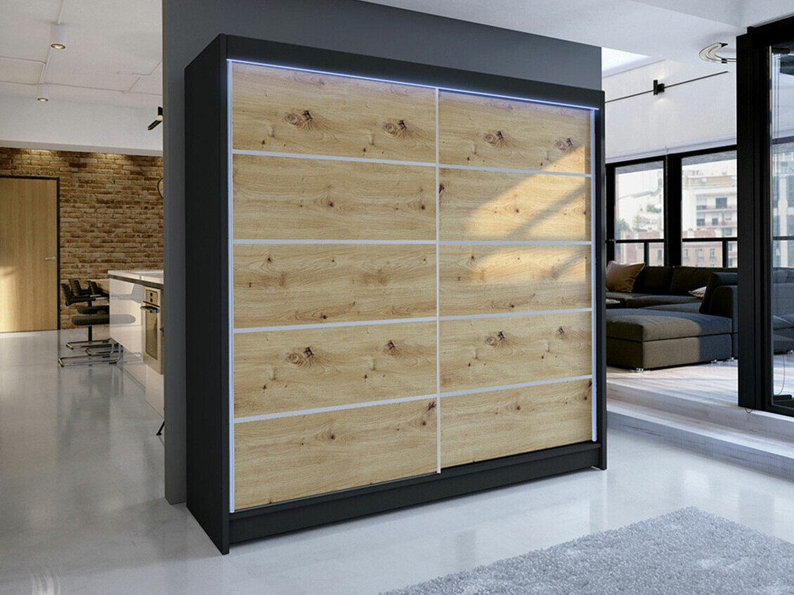 Armoire Closico Cavaris IV (Noir + Chêne Artisan)