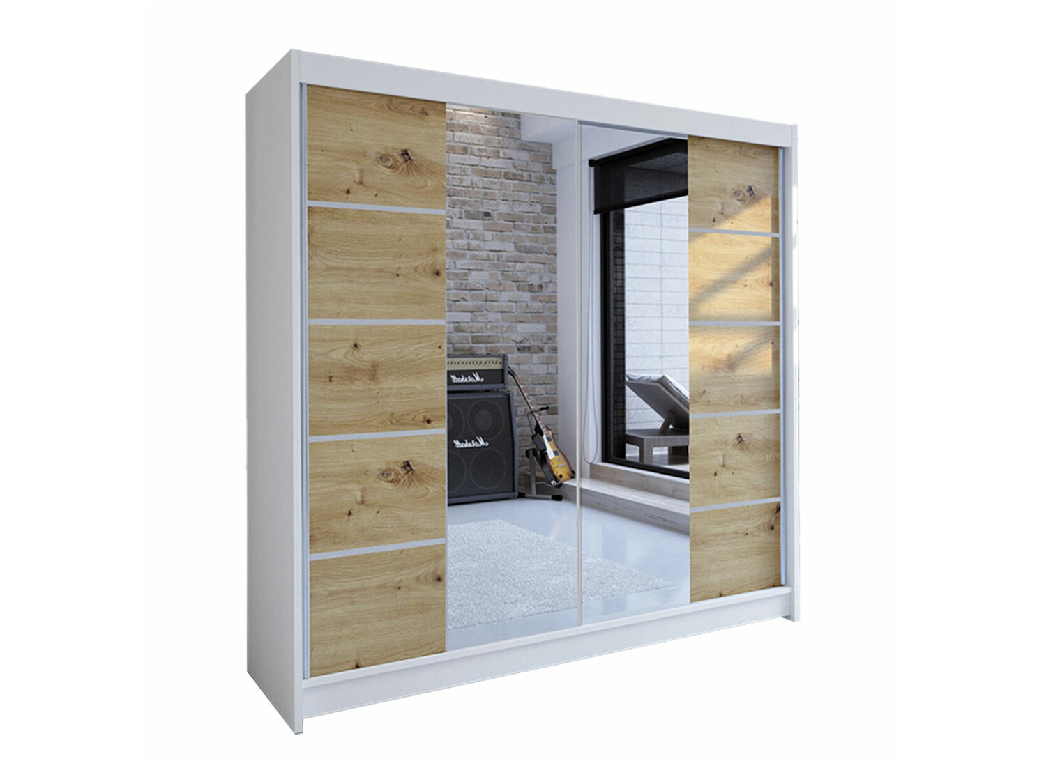 Armoire Closico Cavaris V (Blanc + Chêne Artisan)