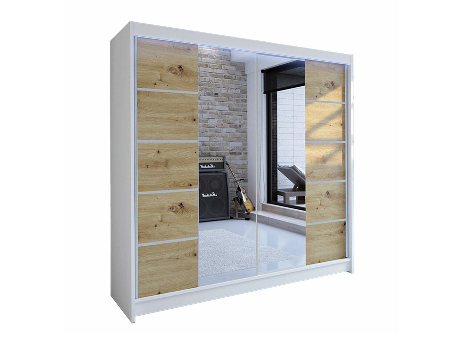 Armoire Closico Cavaris V (Blanc + Chêne Artisan)