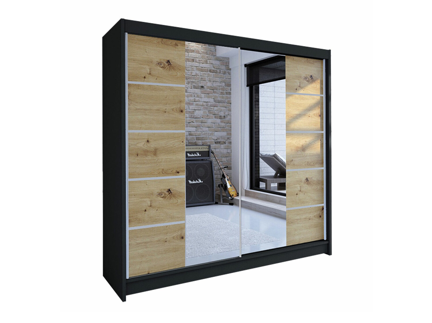 Armoire Closico Cavaris V (Noir + Chêne Artisan)