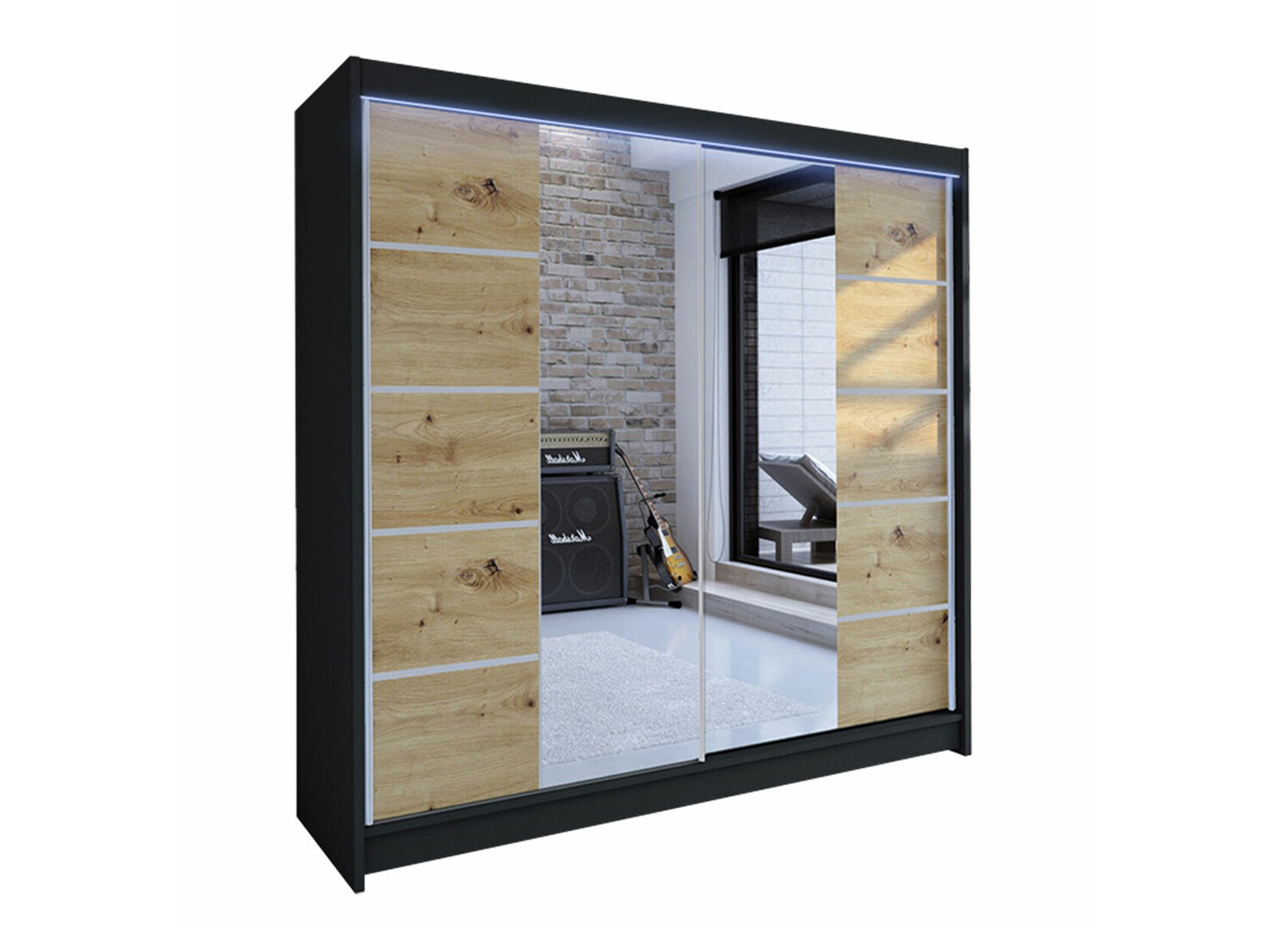 Armoire Closico Cavaris V (Noir + Chêne Artisan)