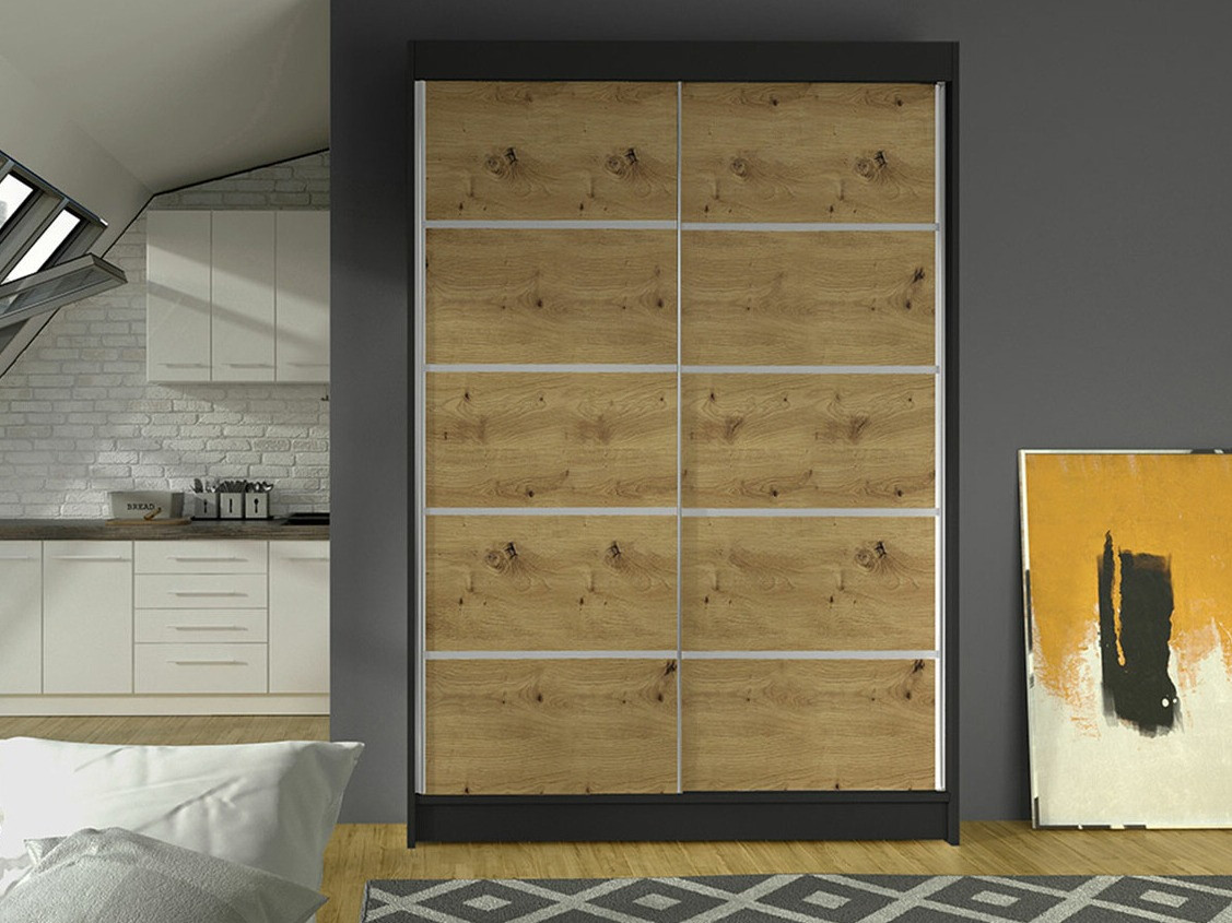 Armoire Closico Salvor IV (Noir + Chêne Artisan)