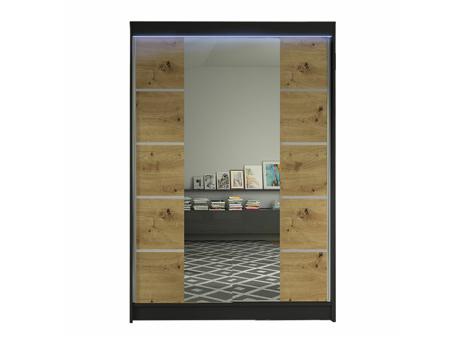 Armoire Closico Salvor V (Noir + Chêne Artisan)
