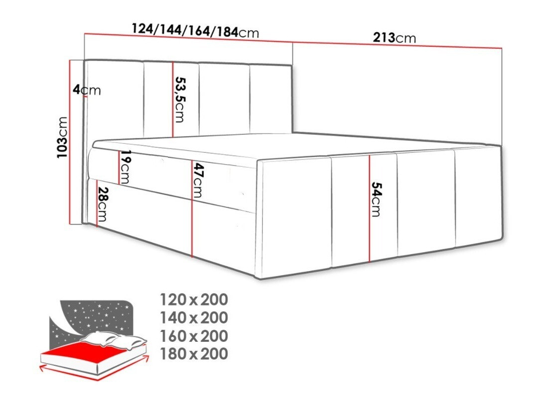 Lit boxspring Ventus (Kameleon 72)