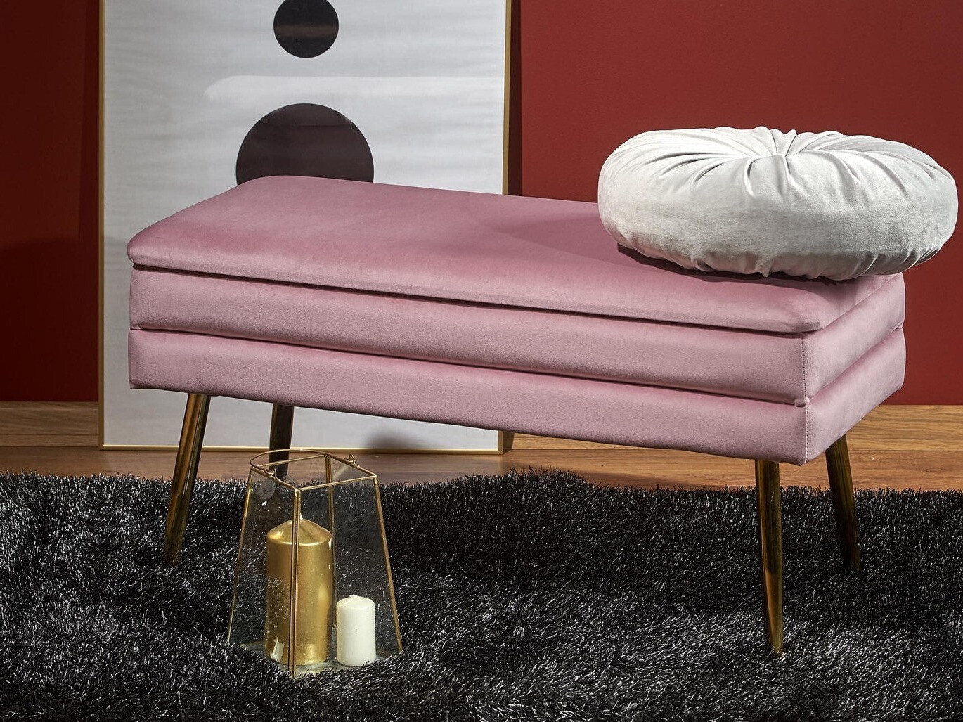 Banc rembourré Houston 1255 (Rose + Doré)