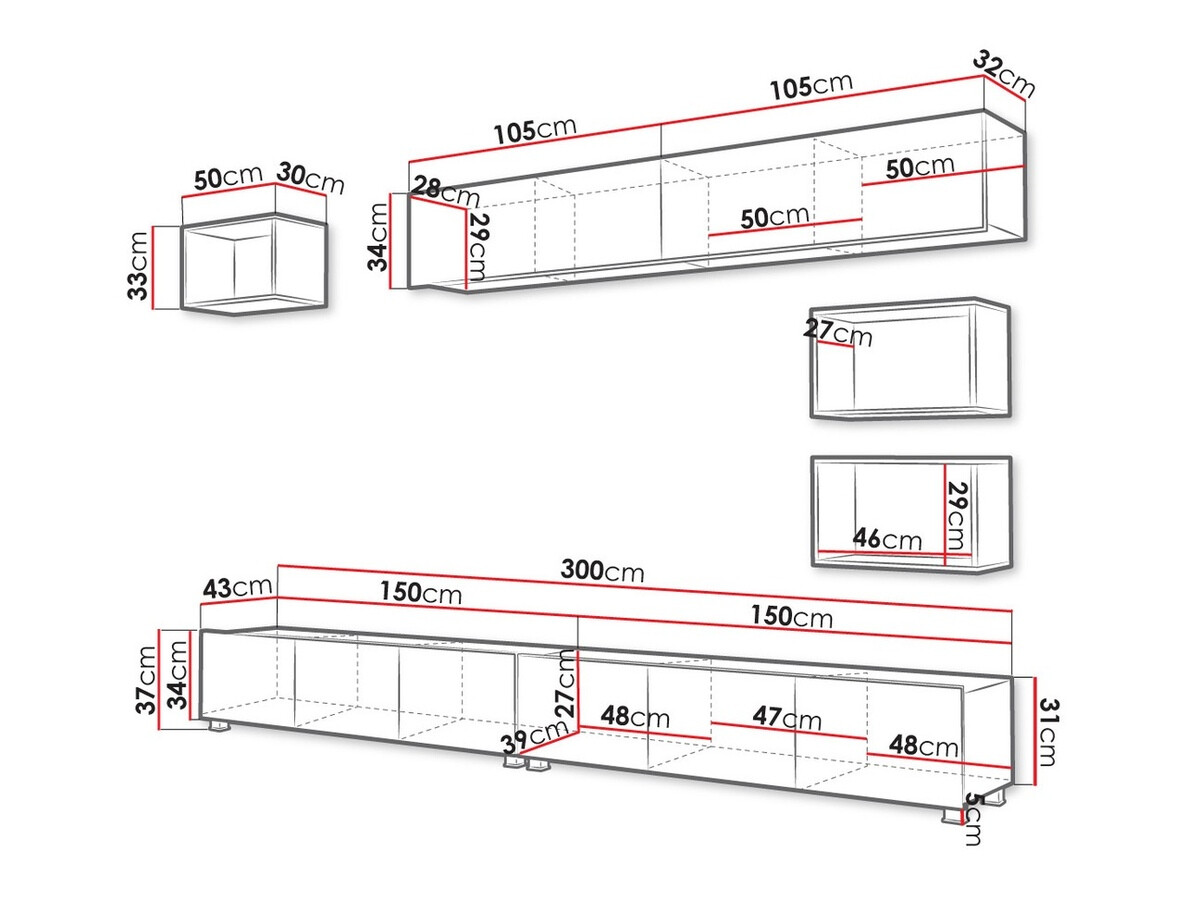 Ensemble de salon Remus XXXI (Noir + Noir brillant + Chêne Artisan)