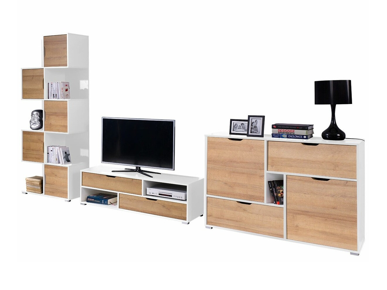 Ensemble de salon Providence H116 (Blanc + Chêne doré)