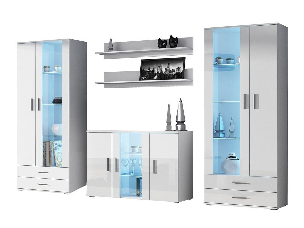 Ensemble de salon Tornola 111 (Blanc + Blanc brillant)