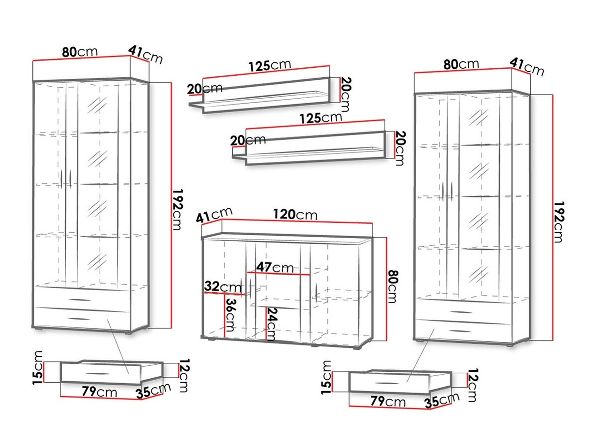 Ensemble de salon Tornola 111 (Blanc + Blanc brillant)