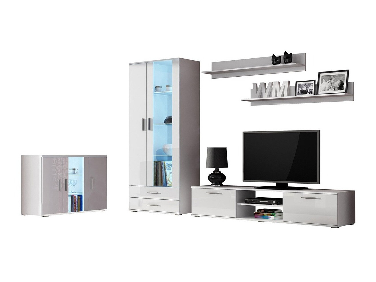 Ensemble de salon Tornola 116 (Blanc + Blanc brillant)