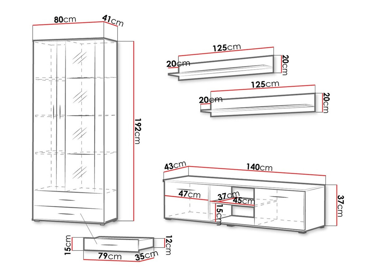 Ensemble de salon Tornola 117 (Blanc + Blanc brillant)