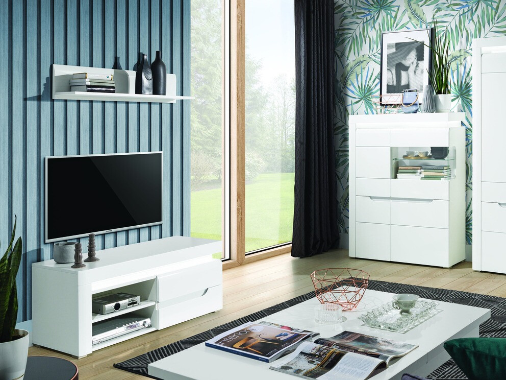 Meuble TV Revelmi 100 (Blanc brillant + Blanc)