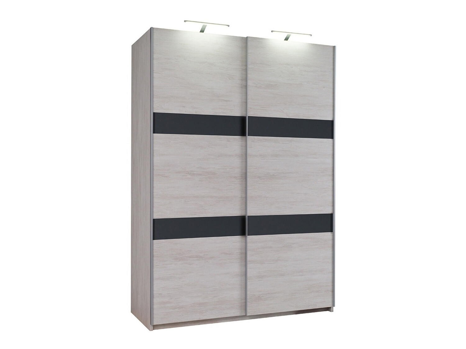 Armoire Fivelbo 109 (Chêne blanchi + Graphite brillant)