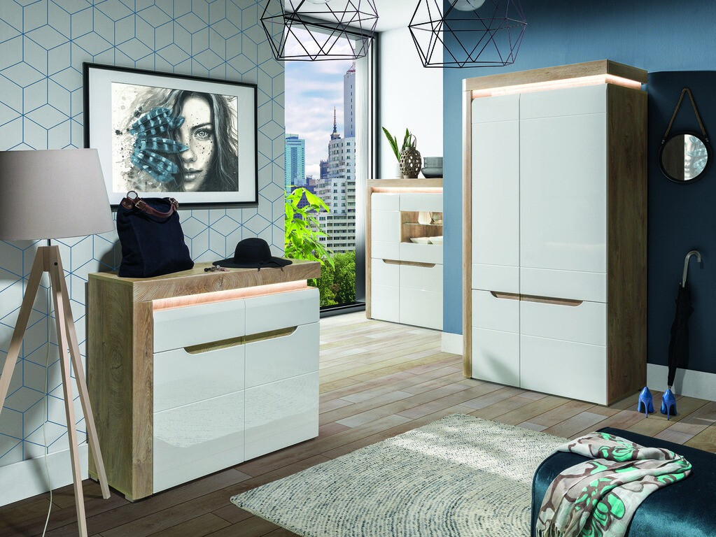 Buffet Revelmi 104 (Chêne + Blanc brillant)