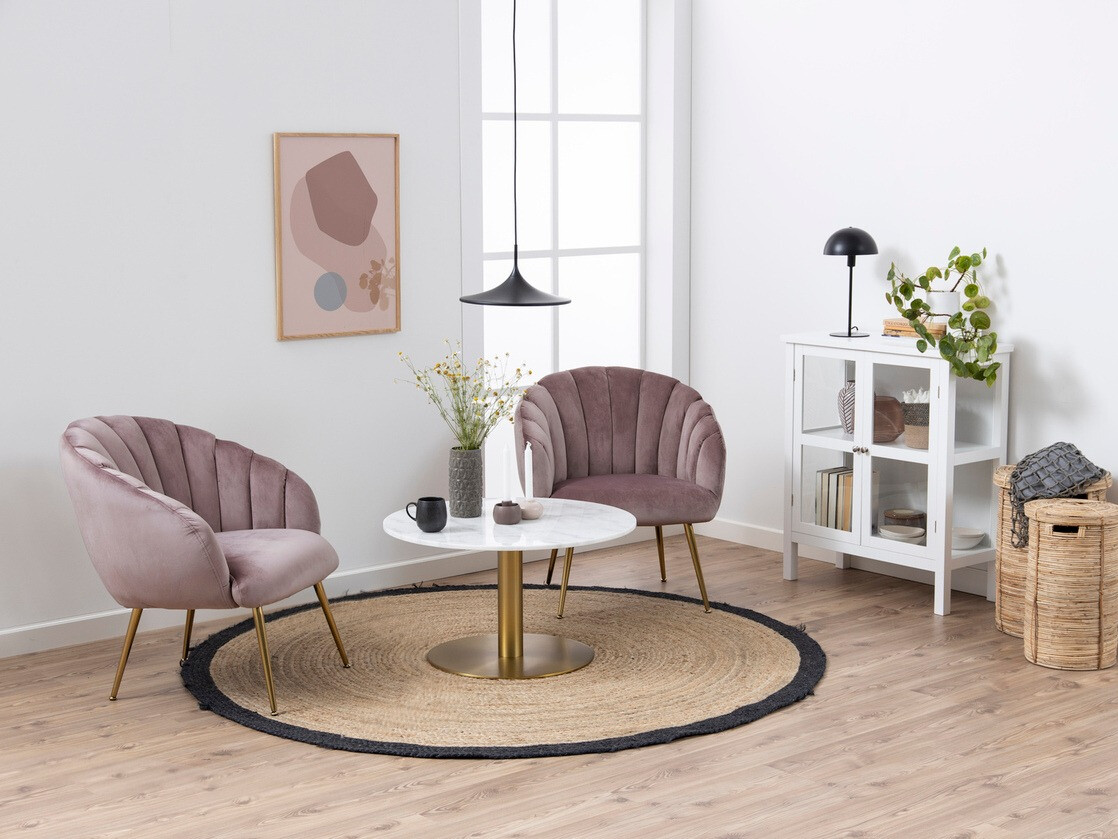 Table basse Norsica 425 (Doré + Marbre blanc)