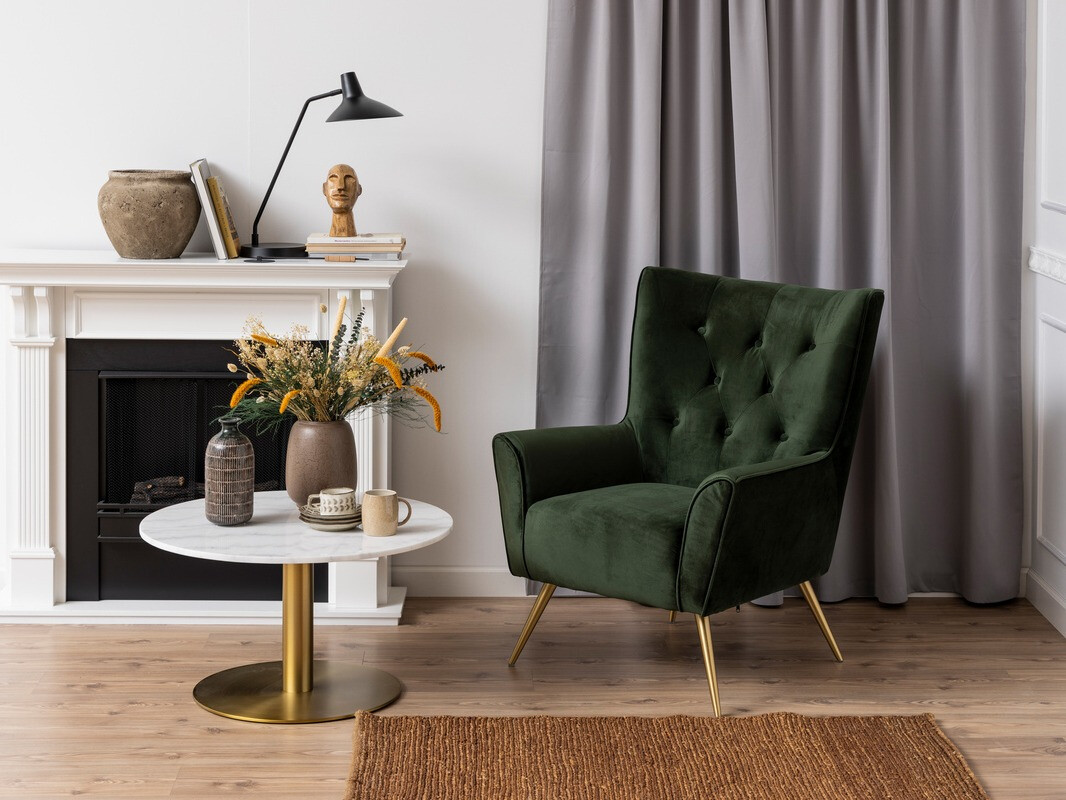 Table basse Norsica 425 (Doré + Marbre blanc)