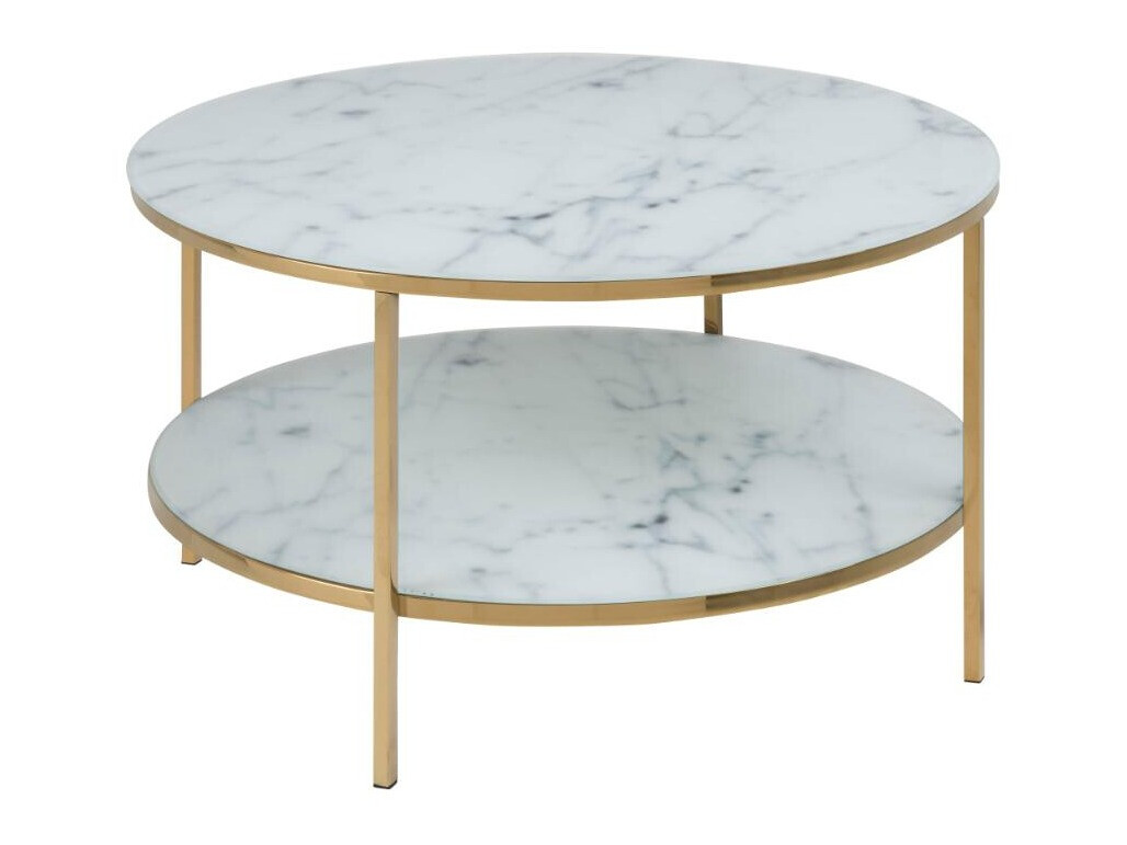 Table basse Norsica 554 (Doré + Marbre blanc)