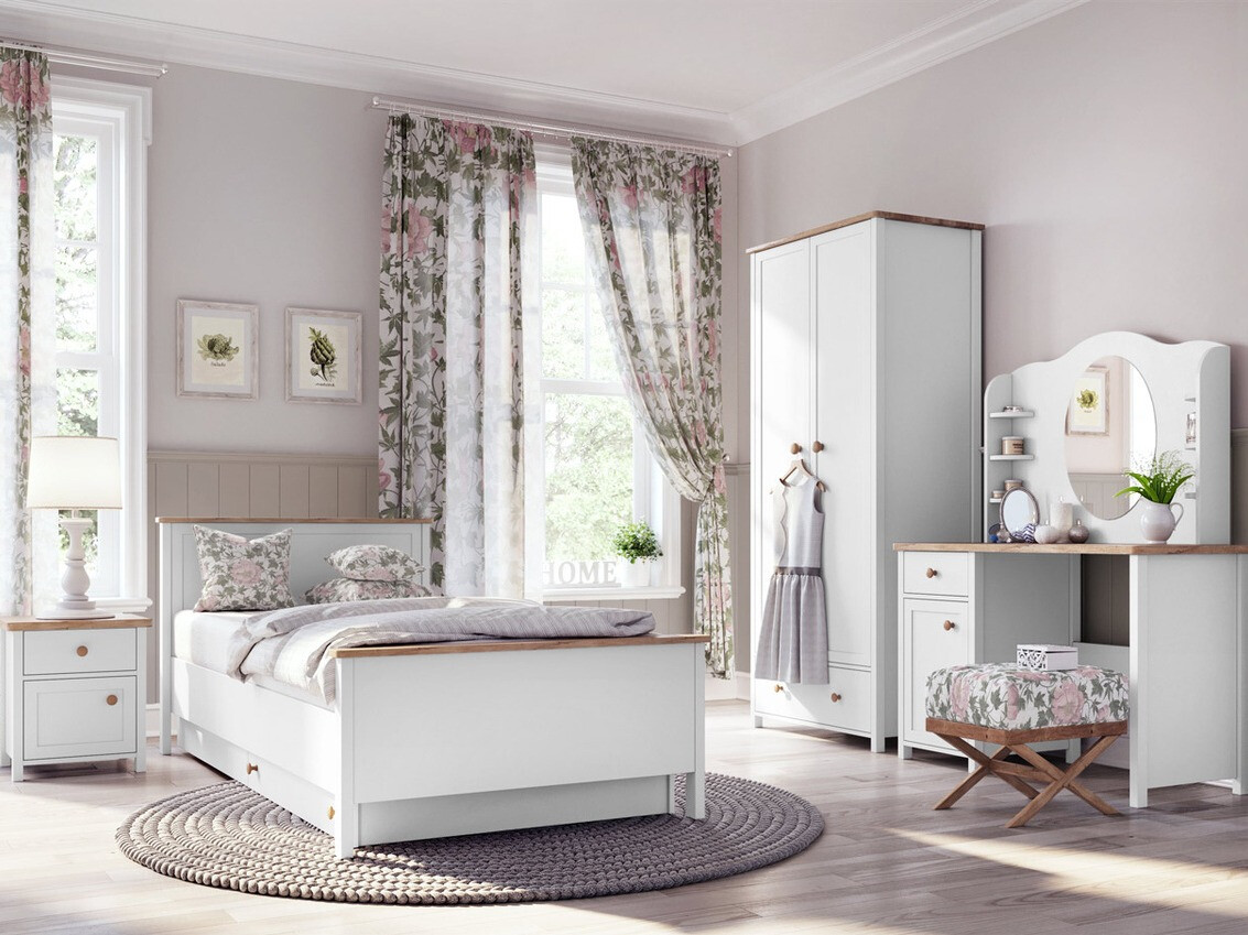 Armoire Romelbo 145 (Blanc + Chêne)
