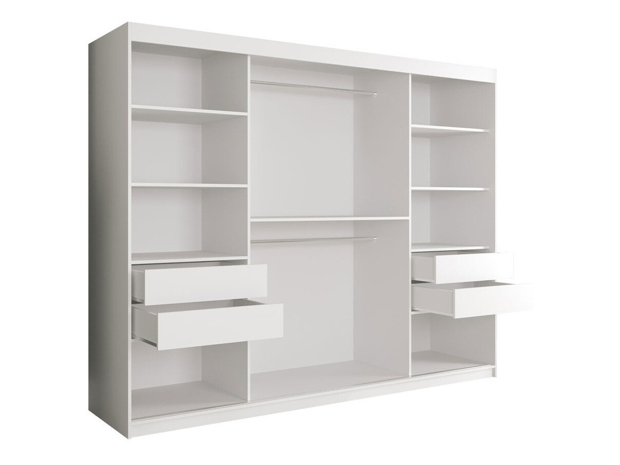 Armoire Hartford 263 (Noir mat + Marbre noir)