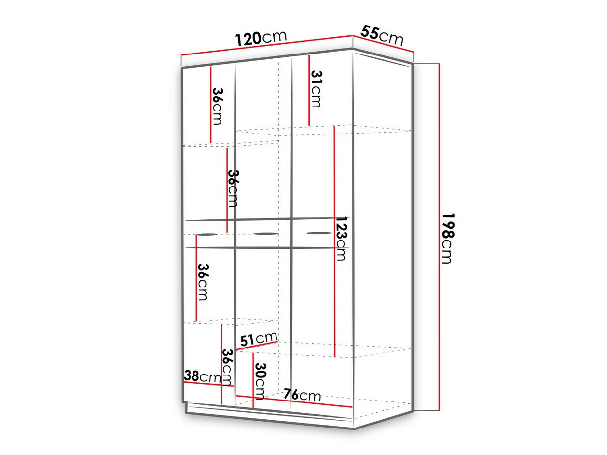 Armoire Campus (Blanc + Blanc brillant + Rose brillant)