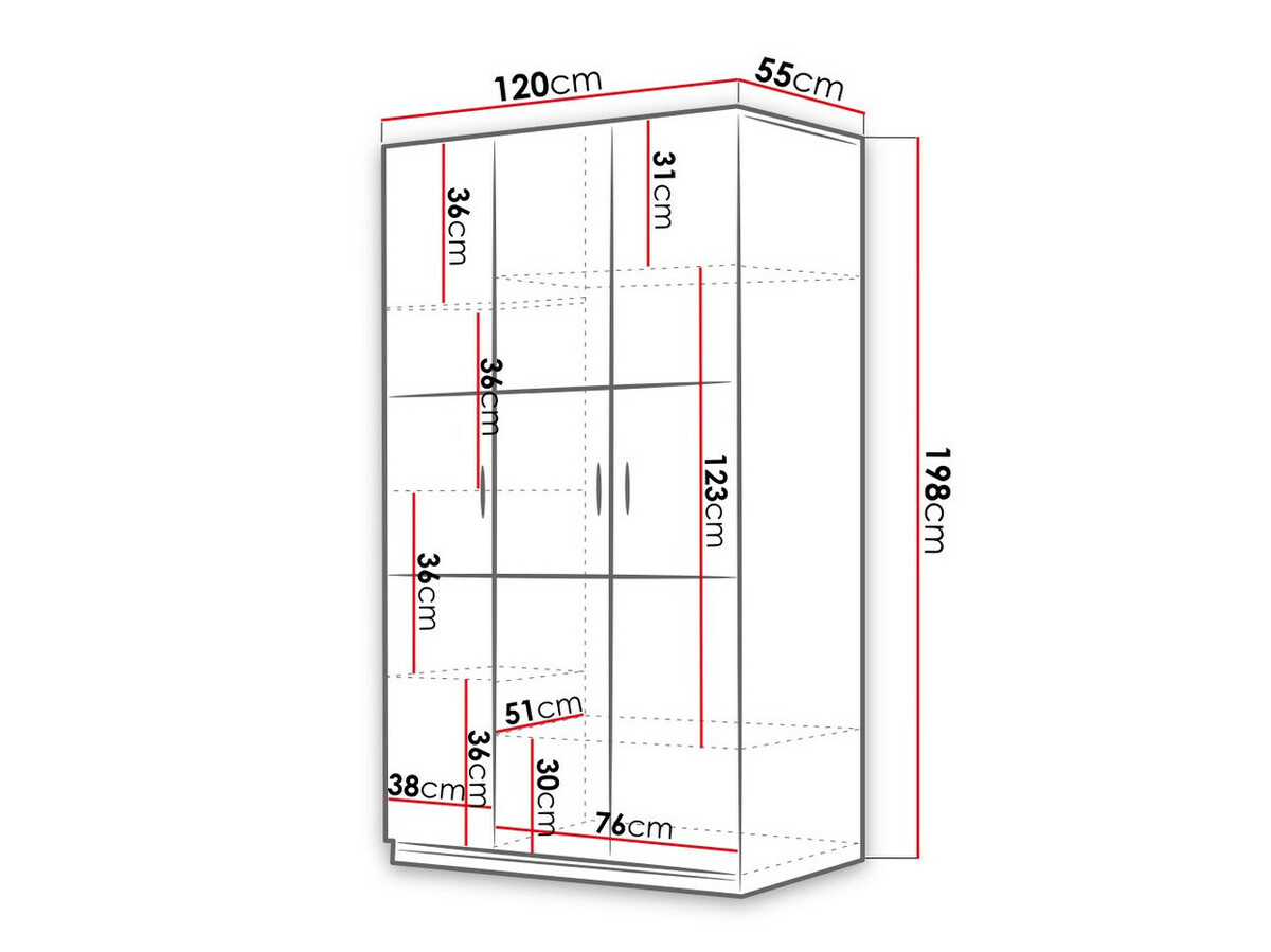 Armoire Campus I (Blanc + Blanc brillant + Gris brillant)