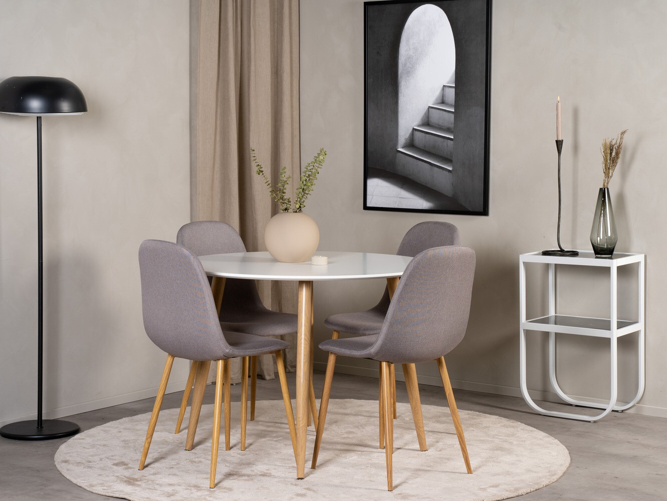 Salle à manger complète Dallas 291 (Gris + Chêne)