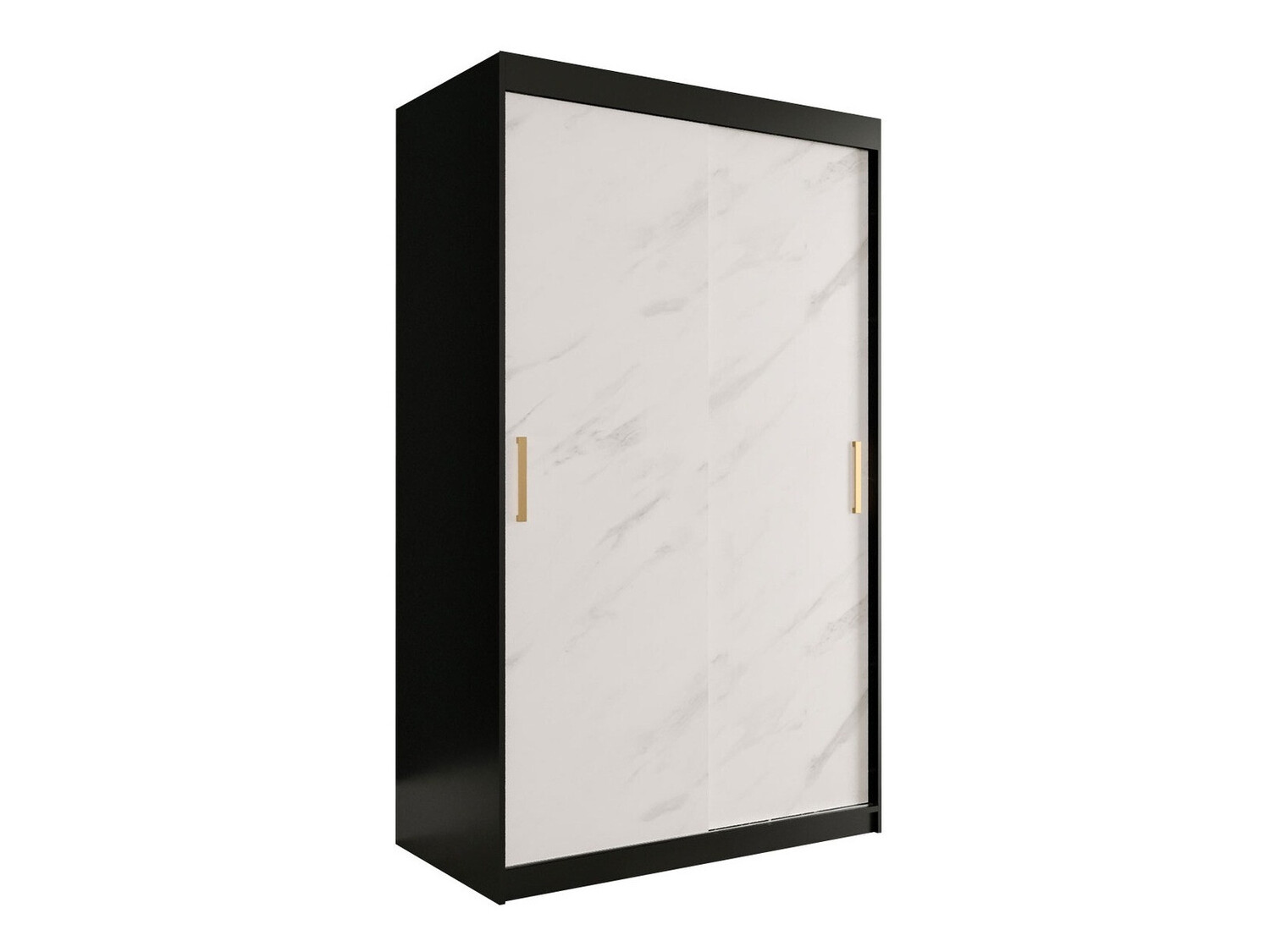 Armoire Hartford 247 (Noir mat + Marbre blanc)