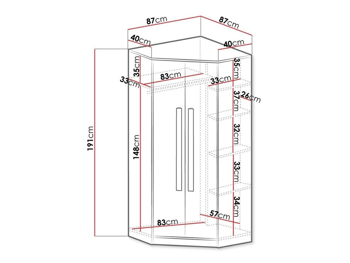 Armoire d'angle Akron H103 (Anthracite + Blanc + Gris)
