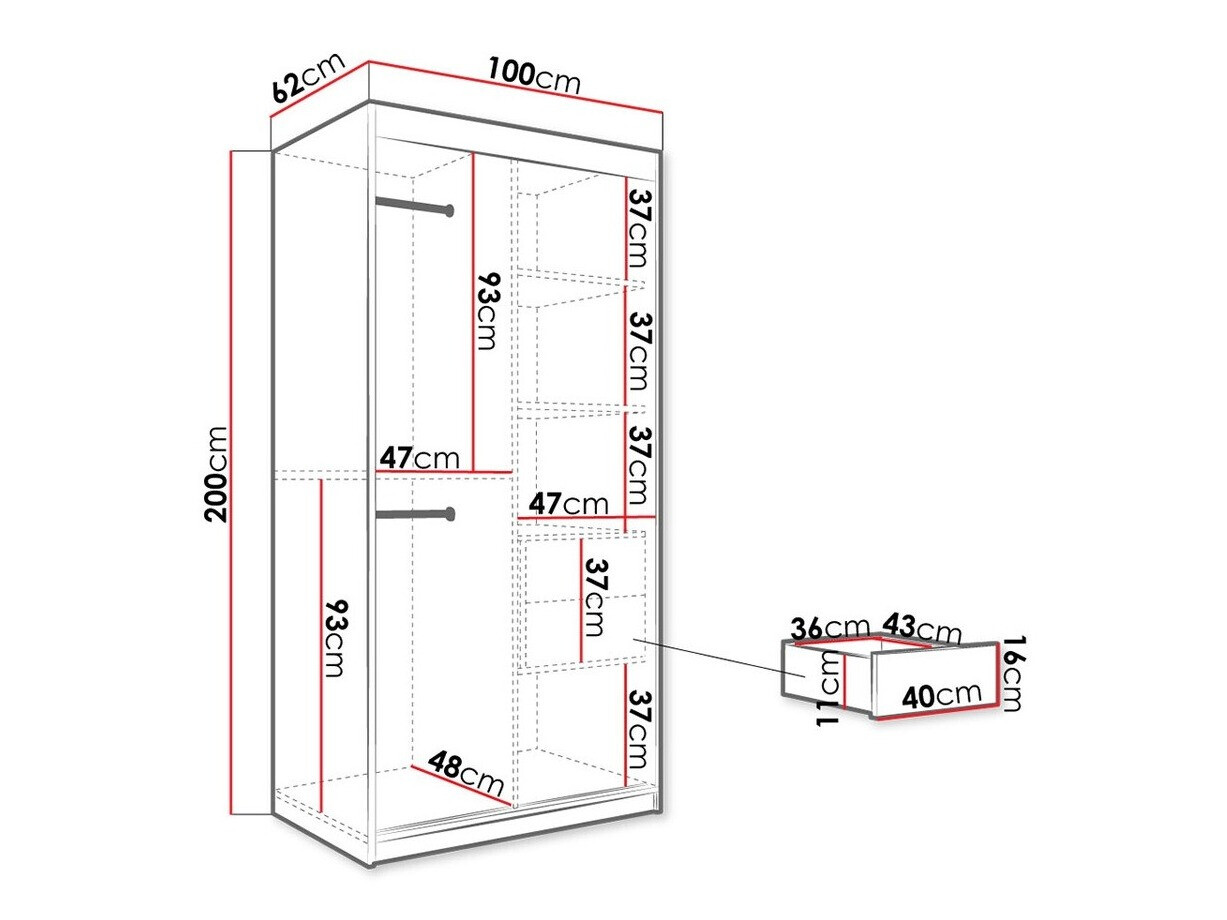 Armoire Hartford 246 (Noir mat + Marbre noir)