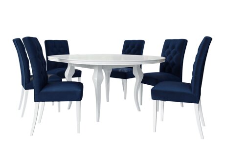 Salle à manger complète Racine 138 (Blanc brillant + Magic Velvet 2216)