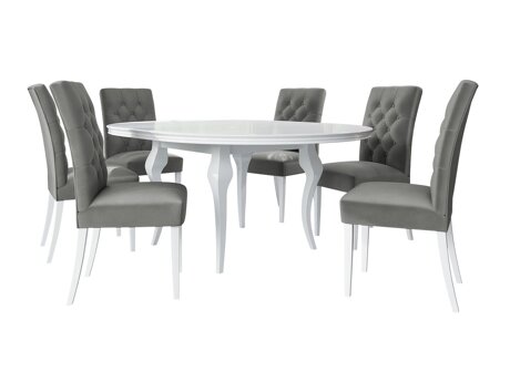 Salle à manger complète Racine 138 (Blanc brillant + Magic Velvet 2217)