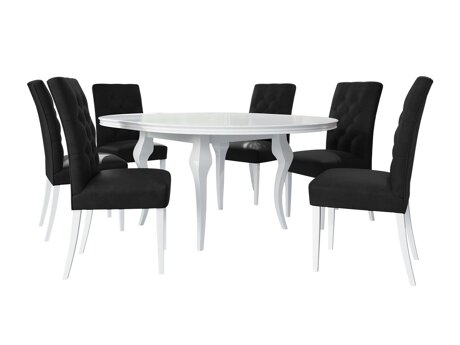 Salle à manger complète Racine 138 (Blanc brillant + Magic Velvet 2219)
